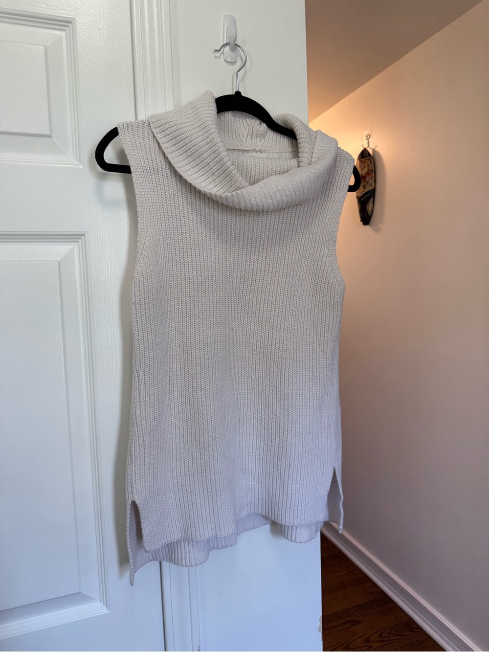 Sleeveless Cowl Neck Sweater Tunic - Cream